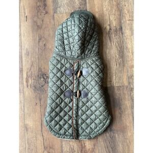 Nautica Dog Coat Pet Quilted Jacket L Olive Green Fleece Lined Hood Toggle